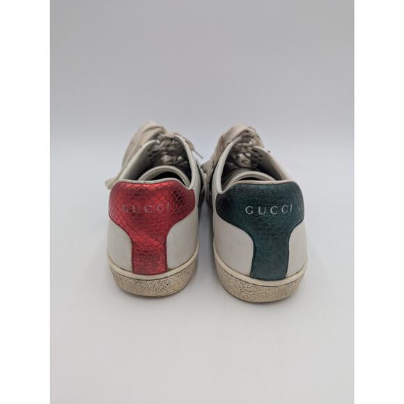 Authentic Gucci White Leather Embroidered Bee Ace Sneakers Size 39 - Picture 2 of 9